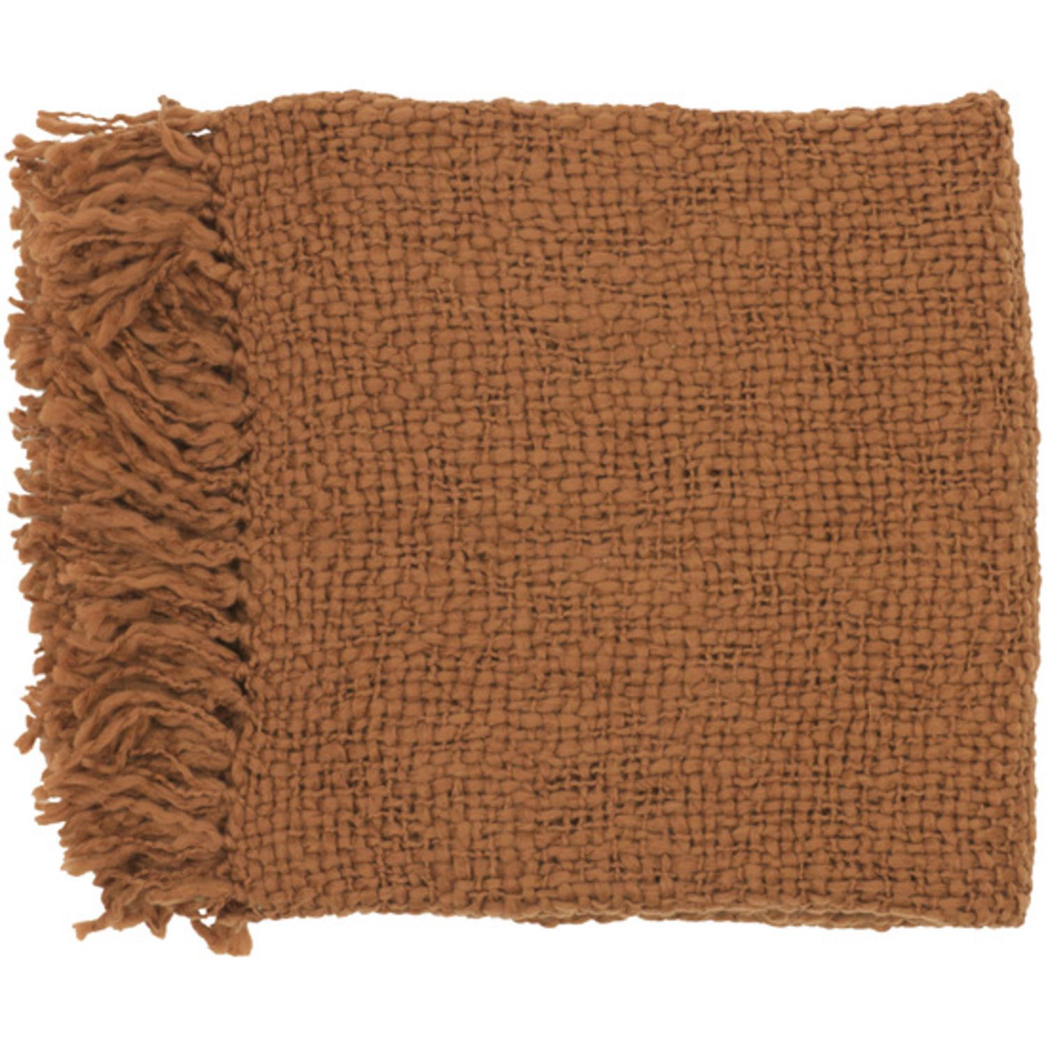 51" x 71" Belle Vie Orange Rust Wool Throw Blanket - Tanga