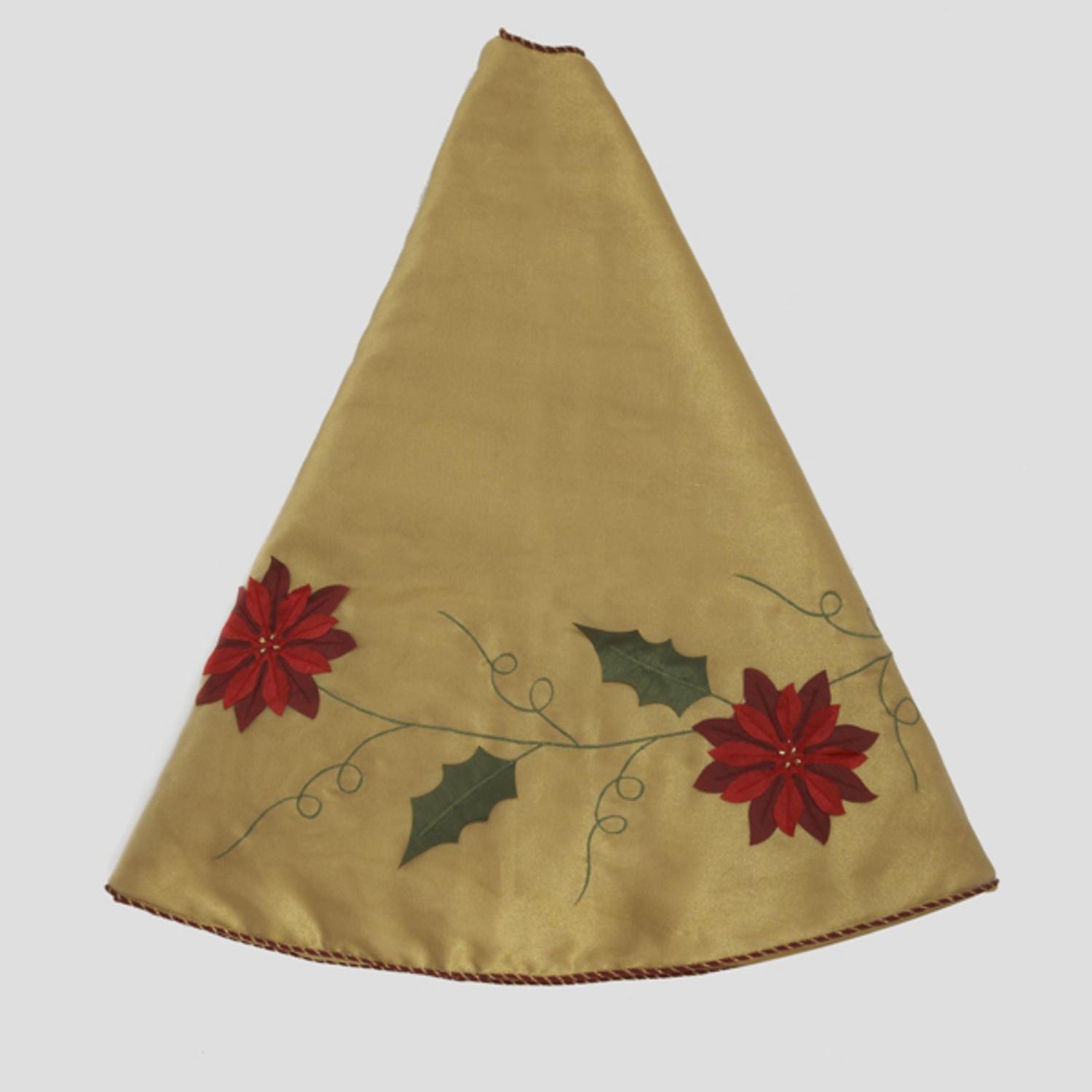 48 quot elegant gold christmas tree skirt with poinsettia trim 48 quot elegant gold christmas tree skirt with poinsettia trim