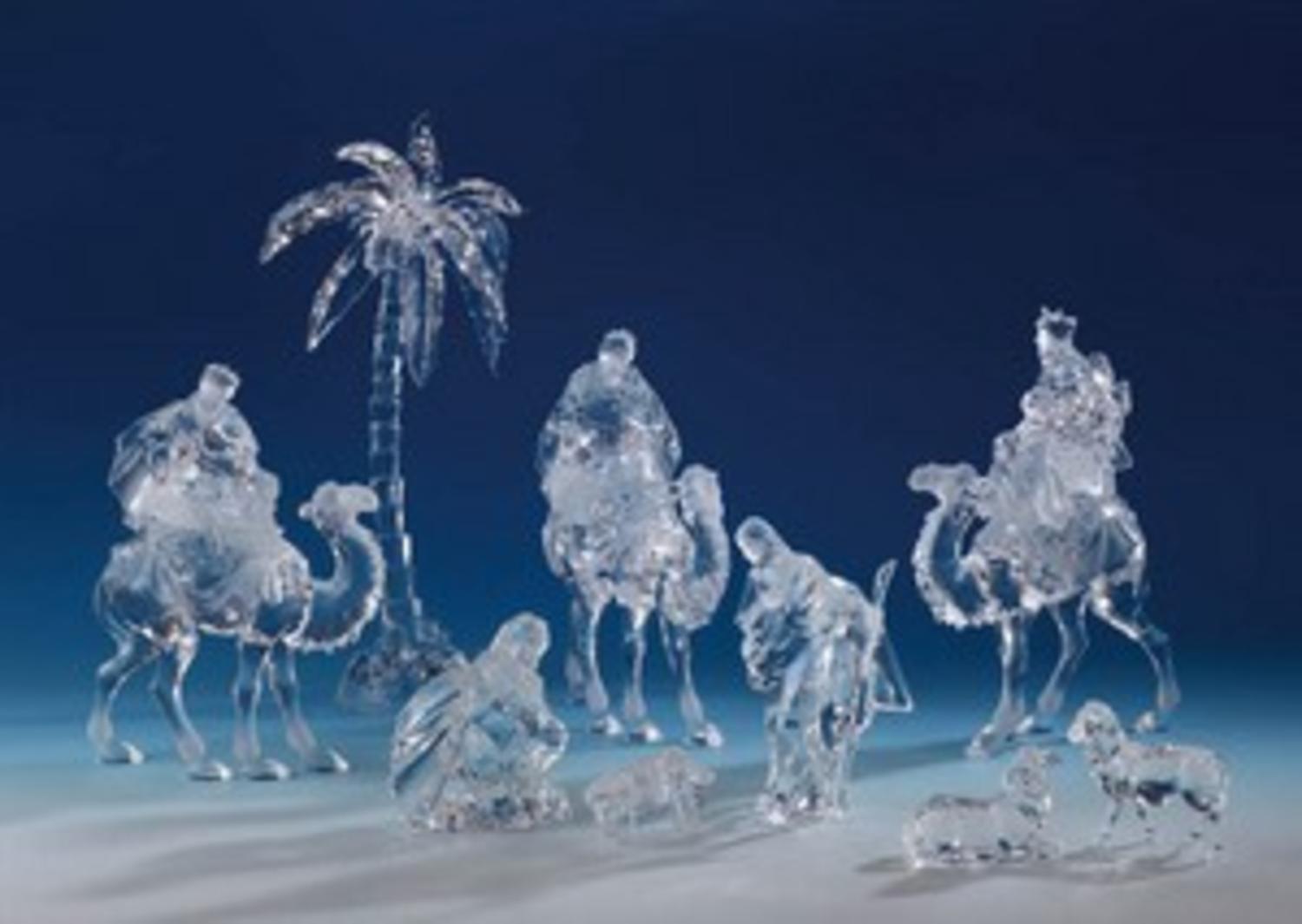 9 Piece Icy Crystal Religious Christmas Nativity Set  Christmas Central