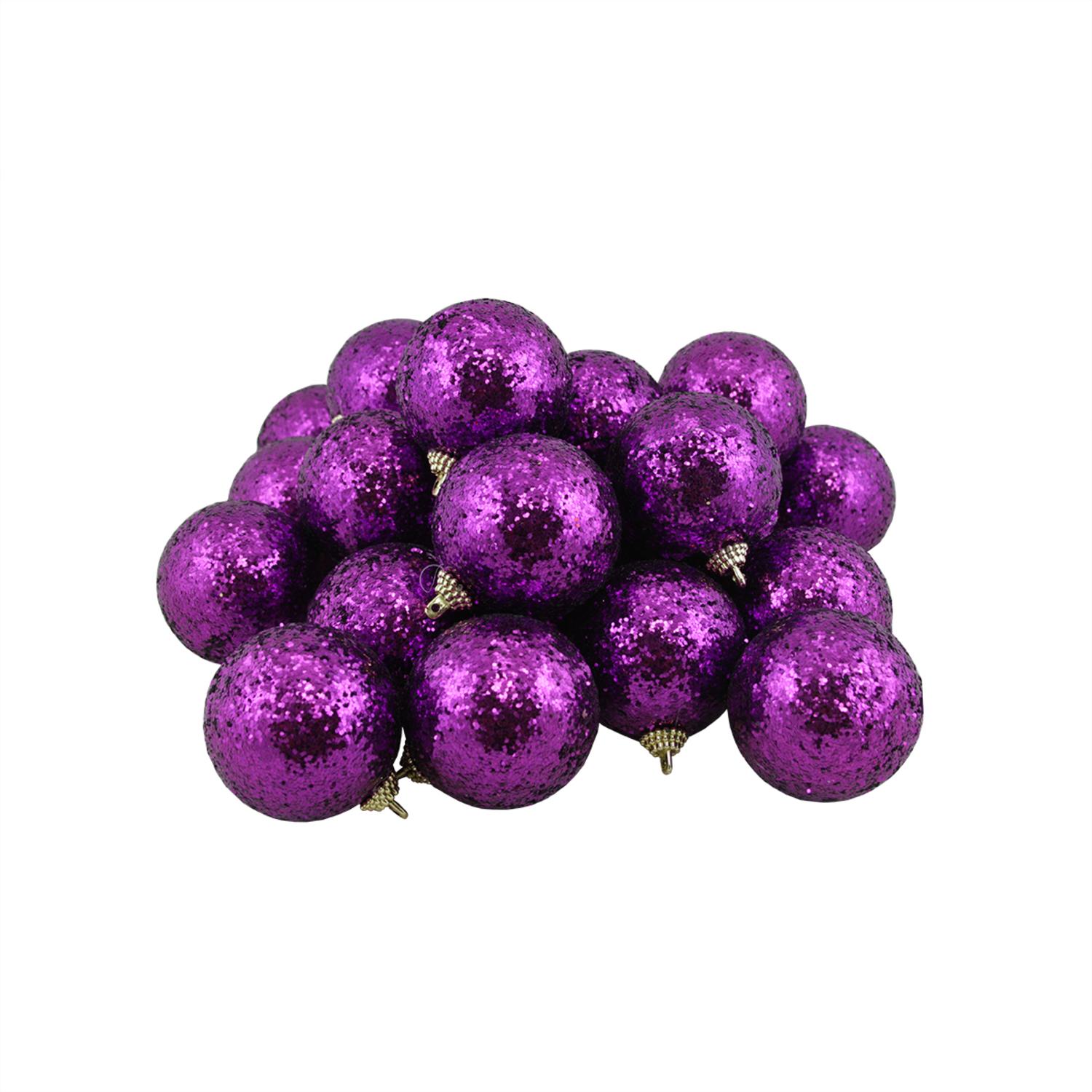 24ct Purple Shatterproof Sequin Finish Christmas Ball Ornaments 2.5 ...