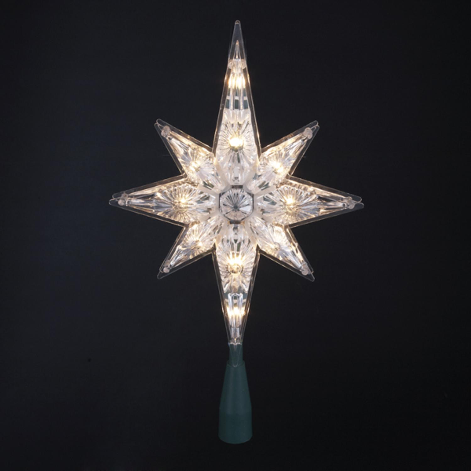 10 5 Lighted And Faceted Bethlehem Star Christmas Tree Topper Clear Lights Christmas Tree Toppers Lighted Star Christmas Lights Hanging Christmas Lights