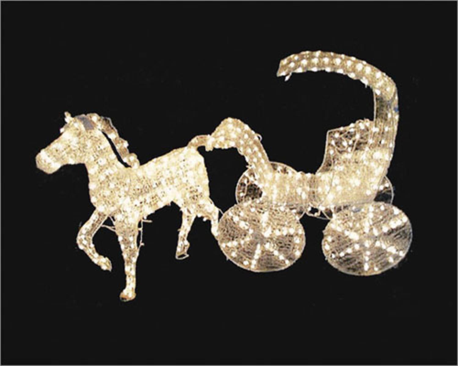 57 Lighted Crystal 3-D Horse & Carriage Christmas Outdoor Decoration 