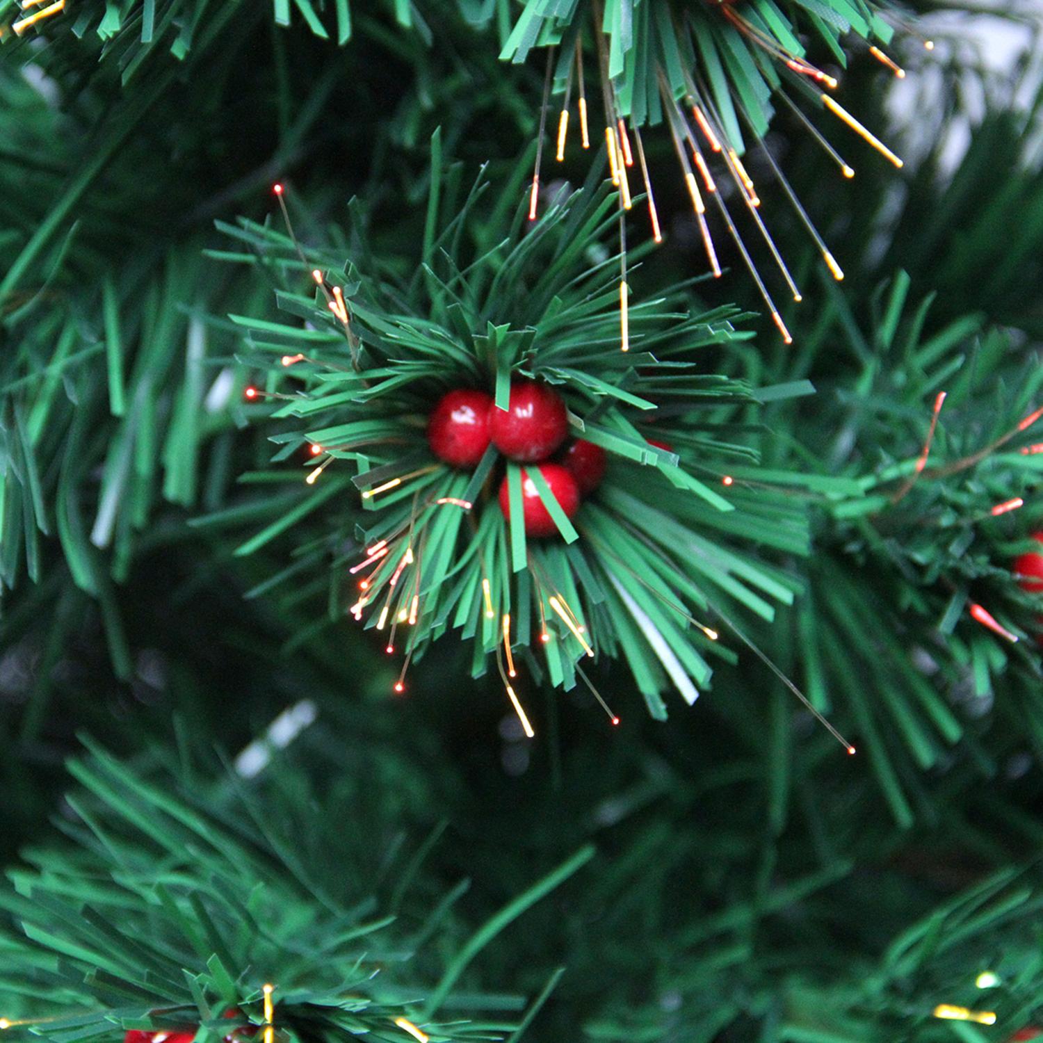 4' PreLit Color Changing Fiber Optic Artficial Christmas Tree with Red Berries Christmas Central