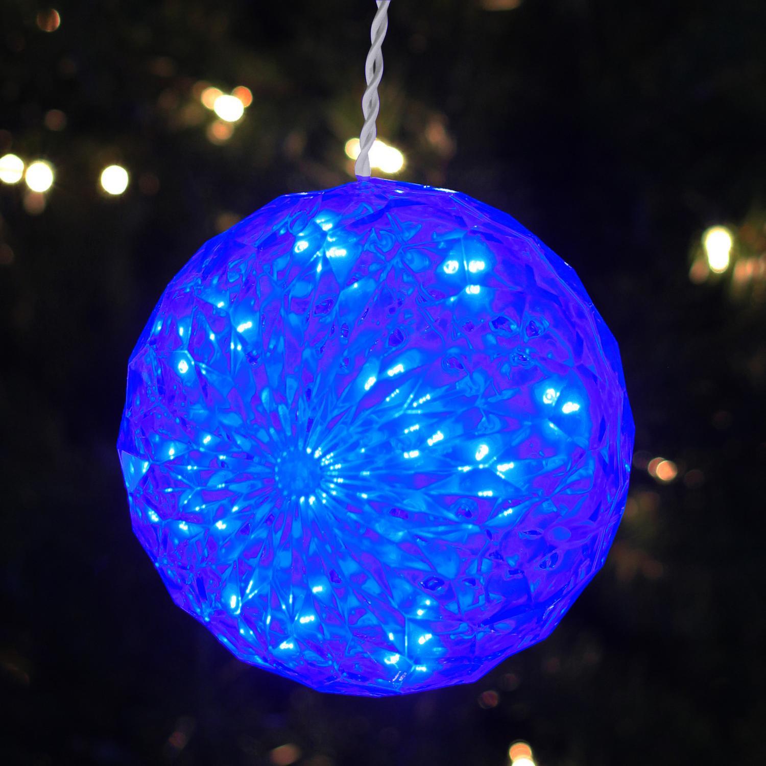 Northlight 6" Blue LED Hanging Christmas Crystal Sphere