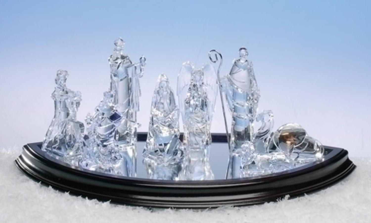 8Piece Icy Crystal Religious Christmas Nativity Figurine Set