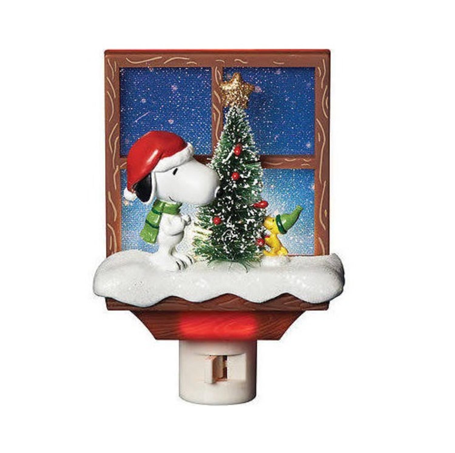 Roman 6 Peanuts Snoopy and Woodstock Christmas Tree Holiday Night Light