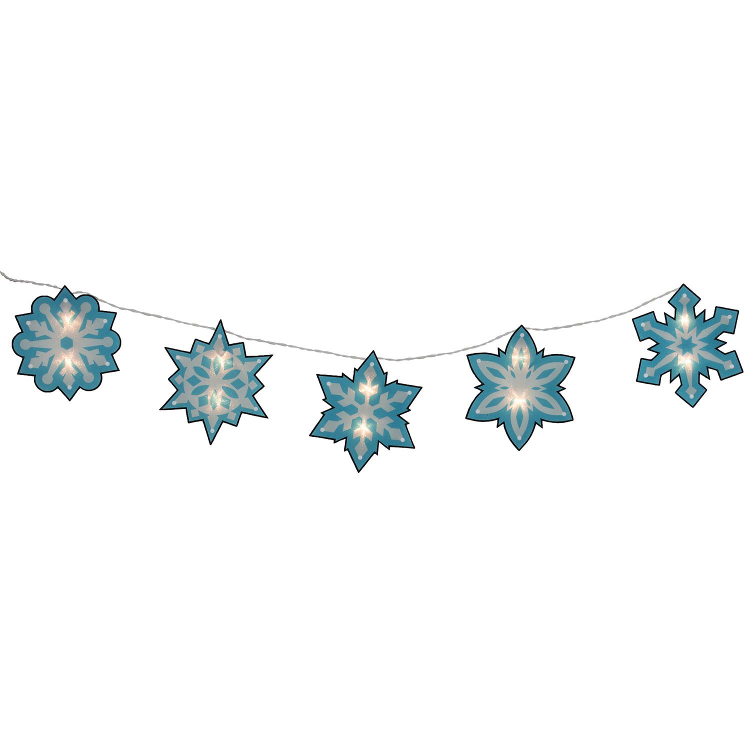 Impact 4.5' Blue White Snowflake Christmas Light Garland 10 Clear Mini