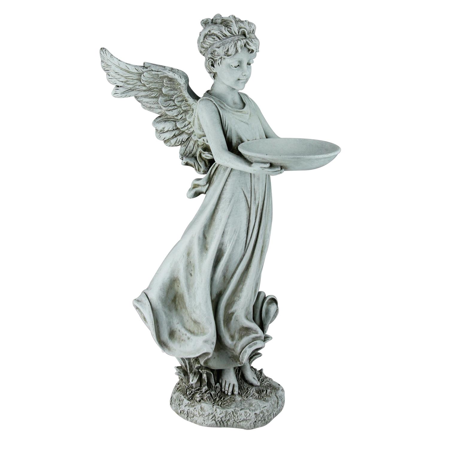 Roman 17.75IN Joseph's Studio Angel Outdoor Bird Feeder Garden Statue