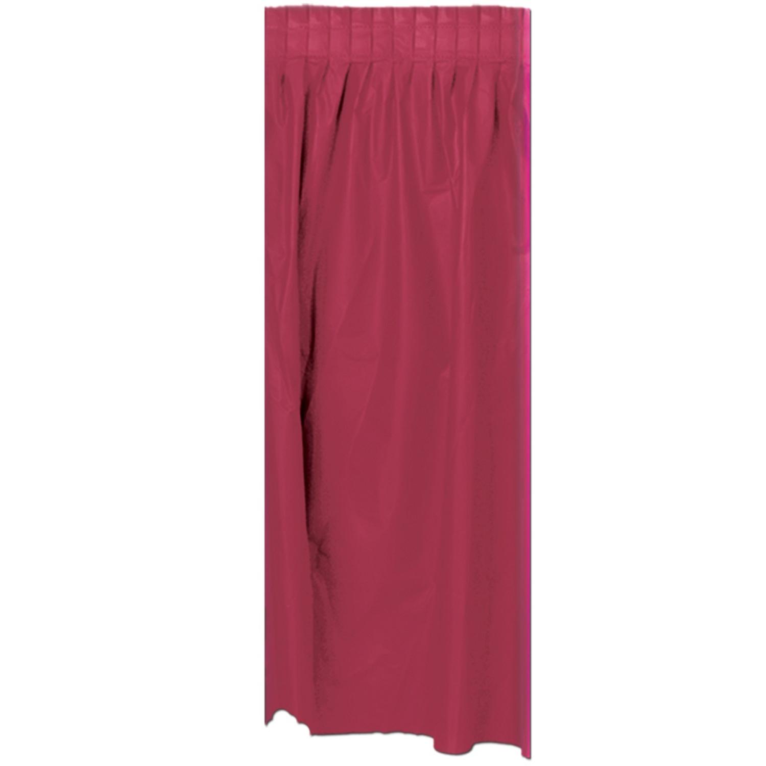 Pack of 6 Burgundy Pleated Disposable Plastic Picnic Party Table Skirts ...