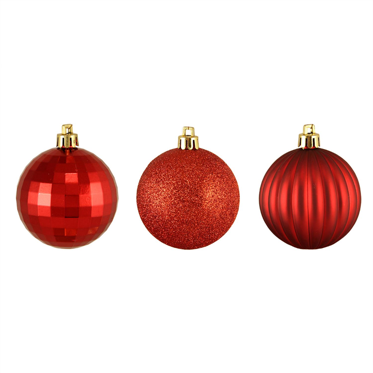 100ct Red Hot 3Finish Shatterproof Christmas Ball Ornaments 2.5" (60mm