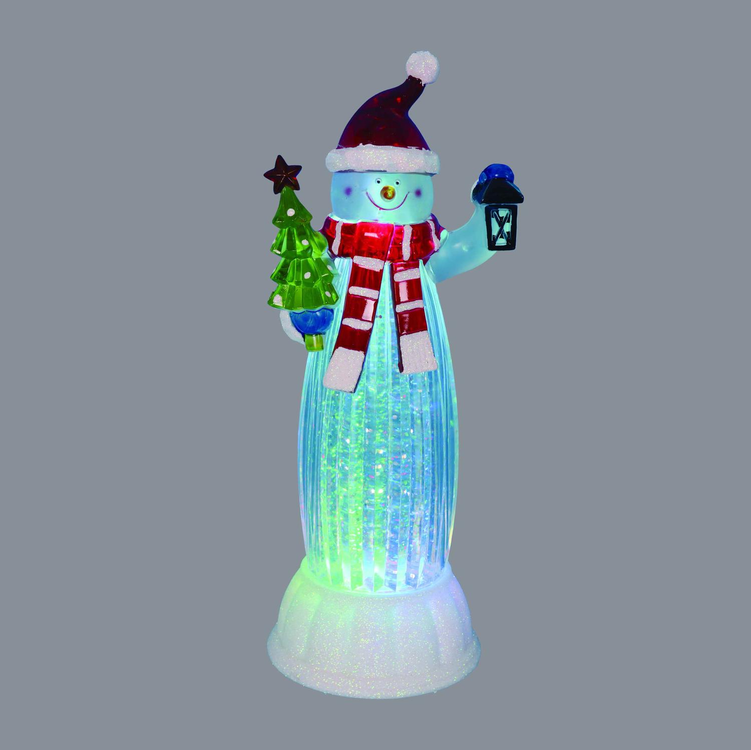 10.5” Battery Operated Decorative LED Lighted Snowman Christmas Glitterdome eBay