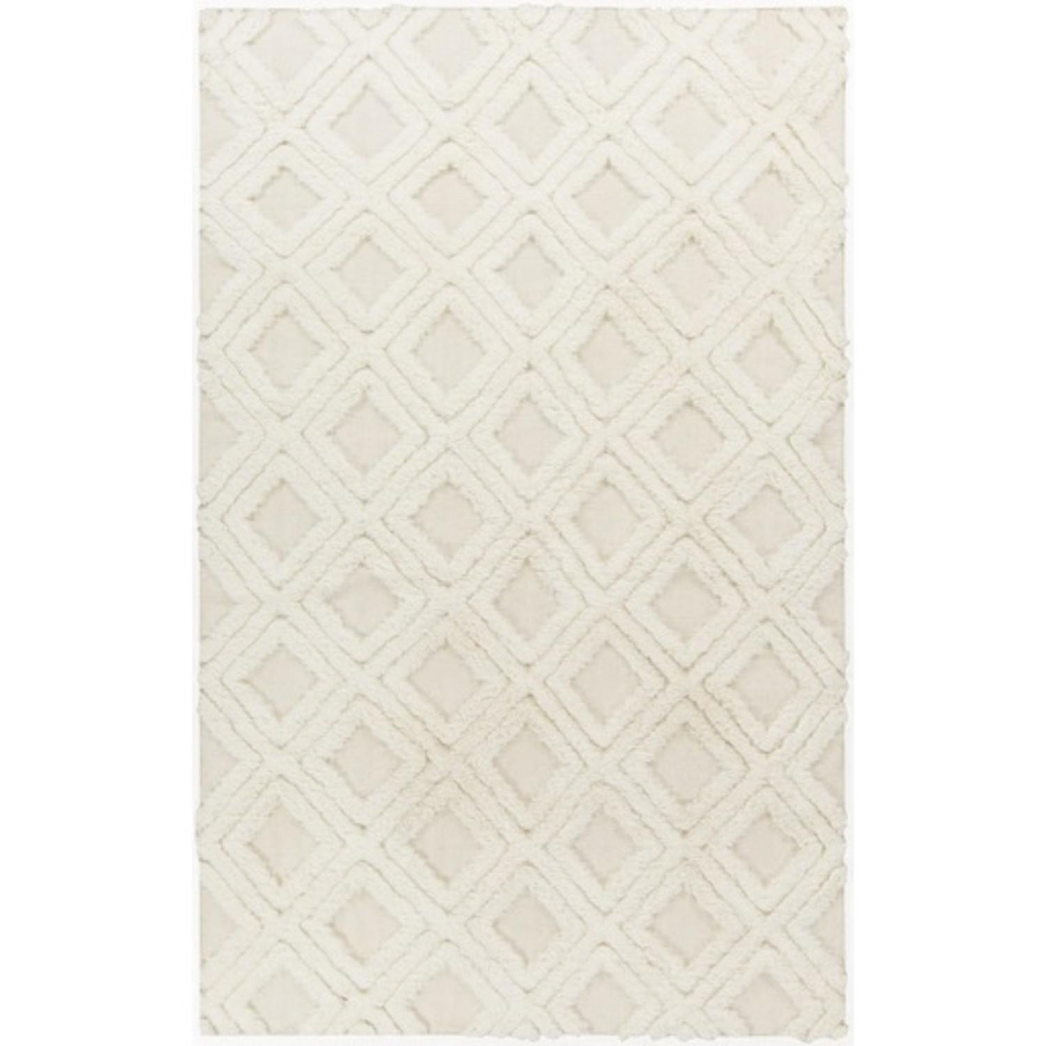 5' x 8' Diamond Prints Ivory White Hand Woven Area Throw Rug Tanga