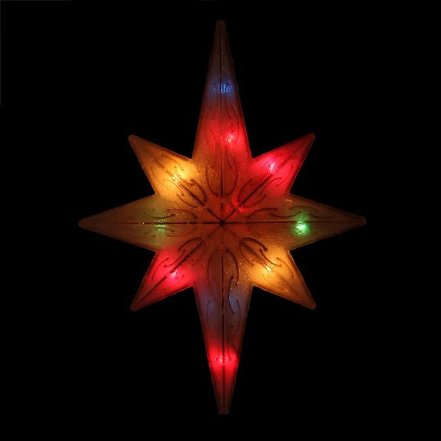 11" Lighted Frosted Gold Bethlehem Star Christmas Tree Topper Multi
